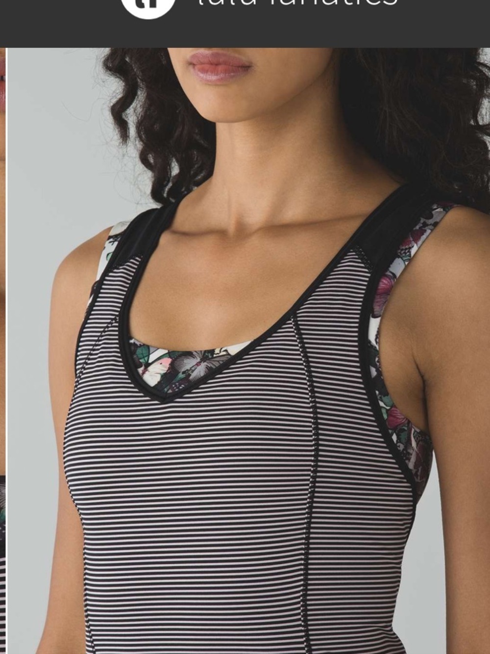 Lululemon Striped Floral-Trim Tank size 6